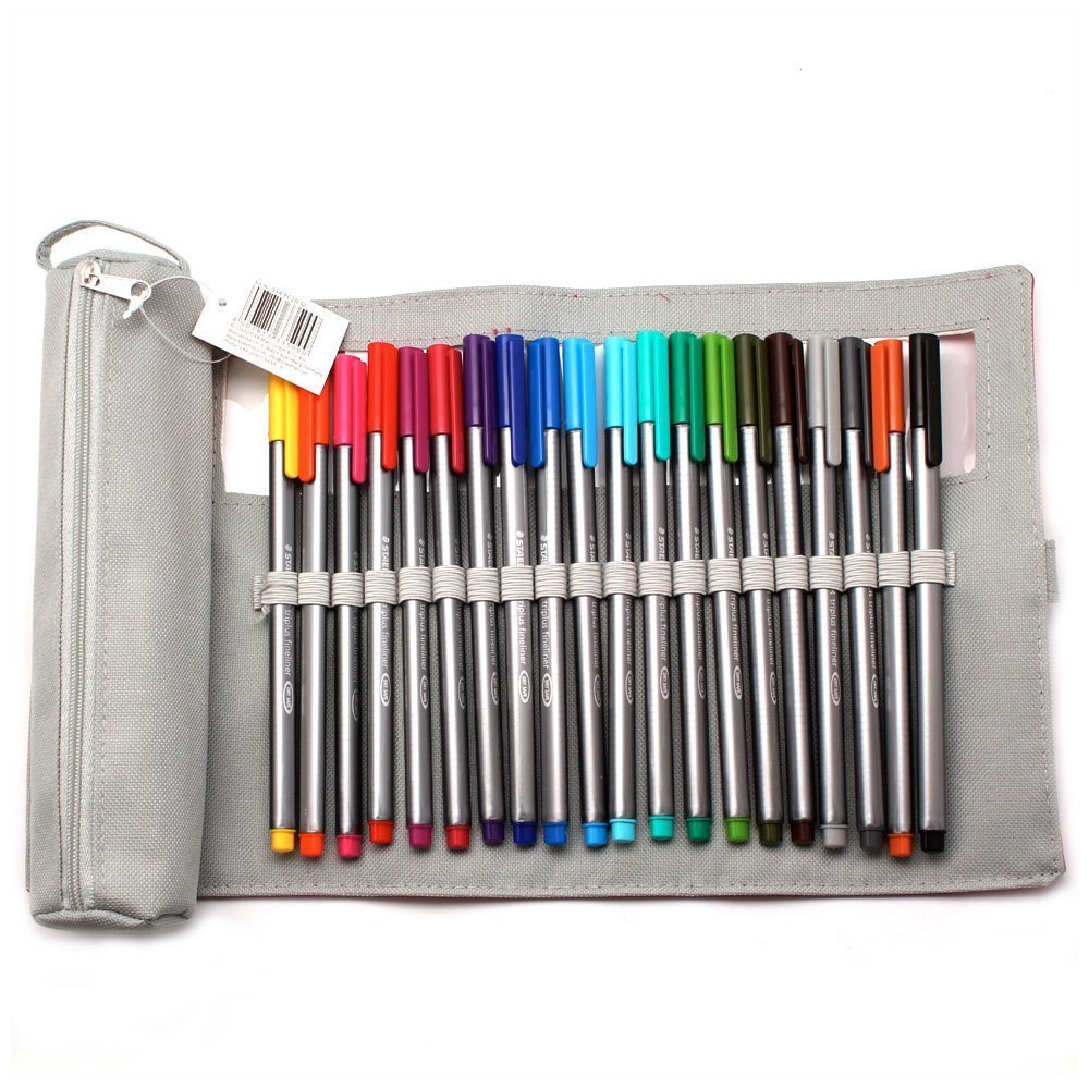 Staedtler Triplus Fineliners 20 Assorted Colours with Pencil Case
