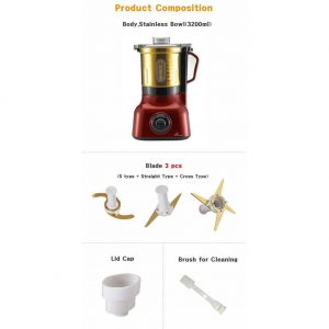 HANIL HMF-3500TG Large Capacity Blender Titanium Blade Multifunctional Grinder Cooking Machine Gristmill & Simple English Manual+ Free Gift CD Korean Video Clip