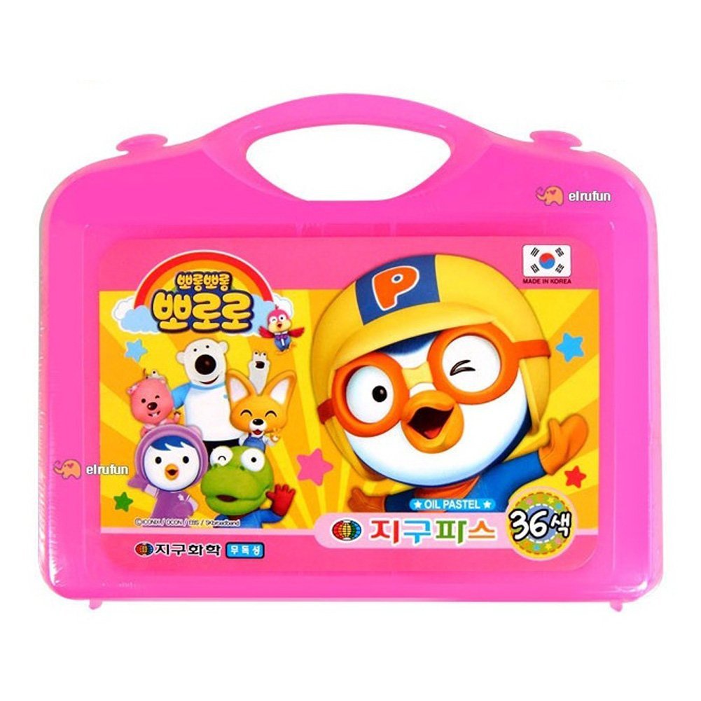 Little Penguin Pororo Box of 24 Pastel Crayons Character Crayon for Kids Home 