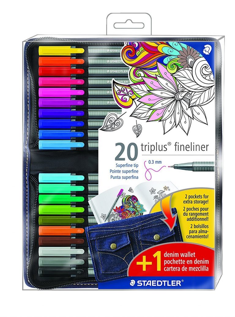 Staedtler Triplus Fineliner Pens, .3mm, Metal Clad Tip, 20-Pack ...