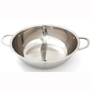 Stainless Steel Shabu Shabu Ramen 2 compartments Hot Pot Pot 33X27.5X7.5cm with Dividerfor Electric Induction Cooktop Gas Stove