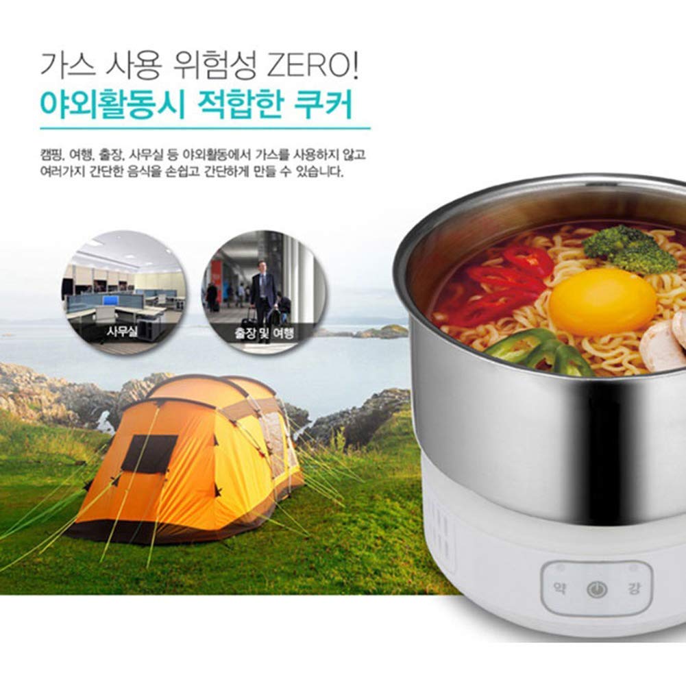 1.3L Portable Electric Rice Cooker Stainless Steamer Heating Pot 2-Tier  110V 