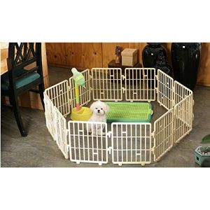 Purmipet Dog Magic Fence Plastic Indoor Outdoor Fences Kennel Cage Play Pen with 12 Pieces Ivory Color