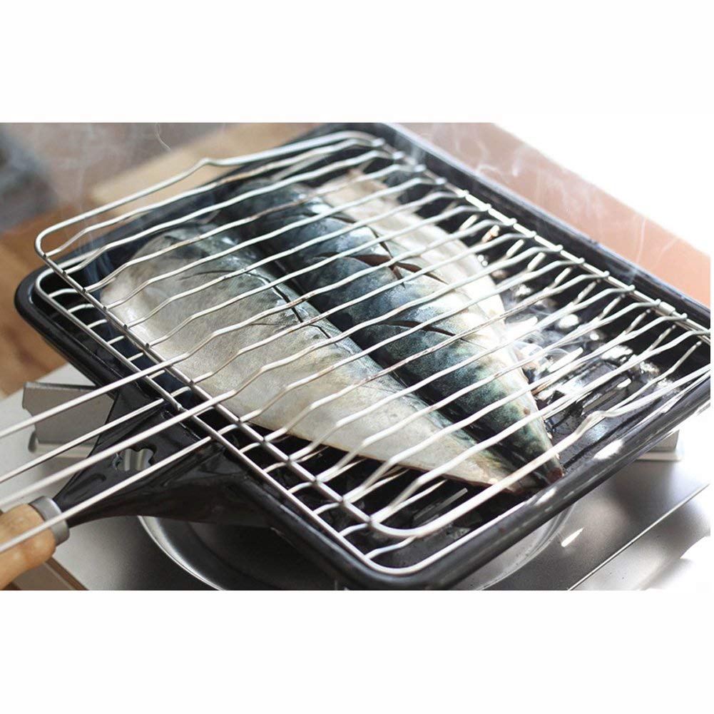 Retangular Enamel Rotary Direct Fire Grill Pan grilled fish Chicken