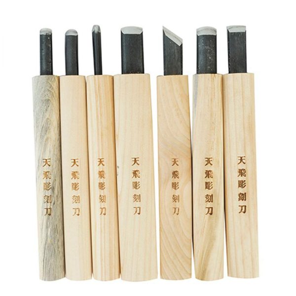 CHEONBI Korean Wood Carving Hand Chisel A Set Sculpture Tool 7pcs ...