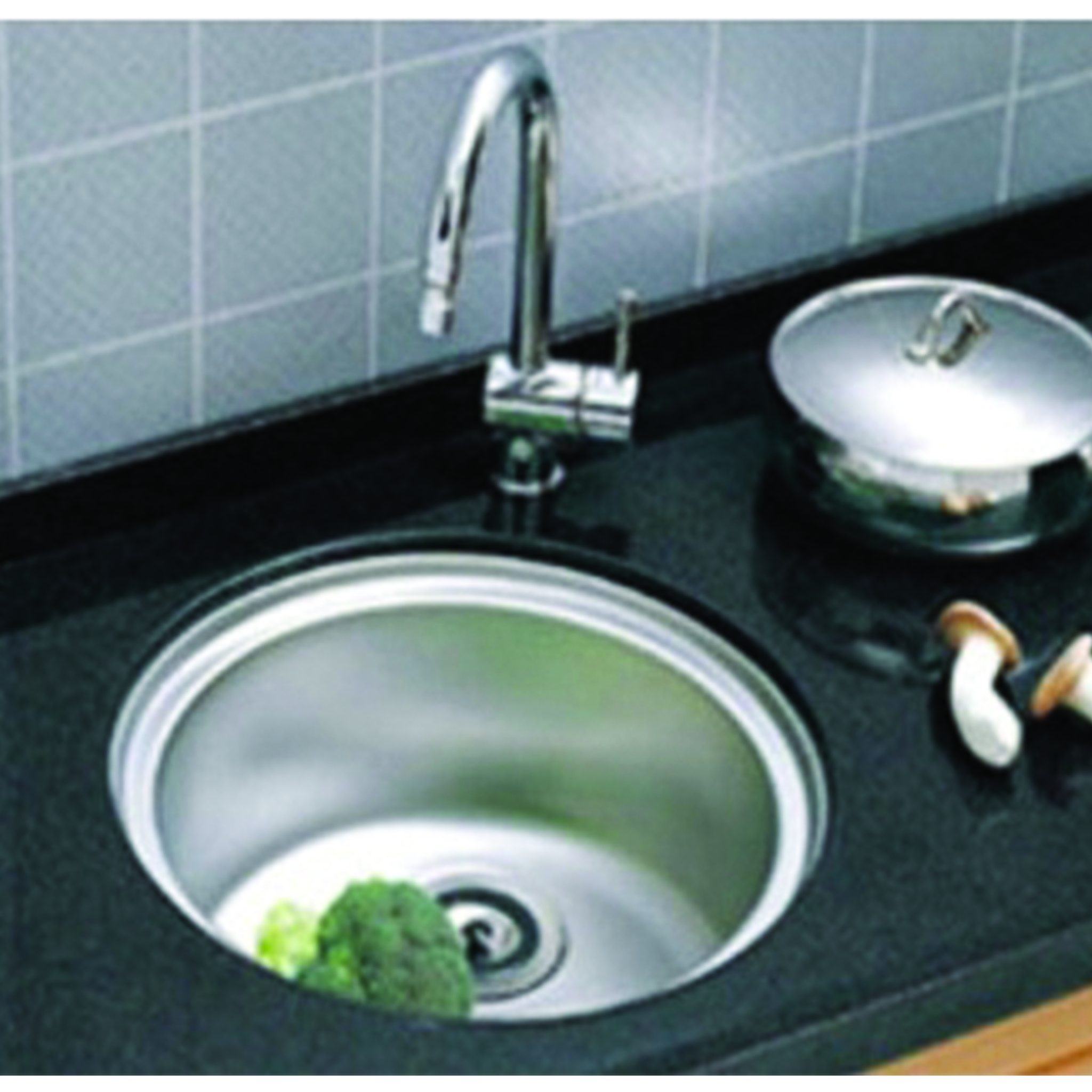 HANS Stainless Steel Under Washingup Circular Bowl with Water Outlet Waterspout Multipurpose