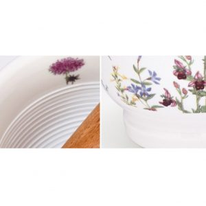 PARTY CRAFTZ Ceramic Mortar Wild Flower Pattern Grinder and Pestle for Spices, Seasonings, Pastes, Pestos and Guacamole Korea
