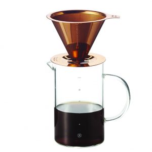 PARTY CRAFTZ Coffee Dripper Hand Drip Set With Semi-Permanent Titanium Coated Stainless Steel Double Mesh-Filter