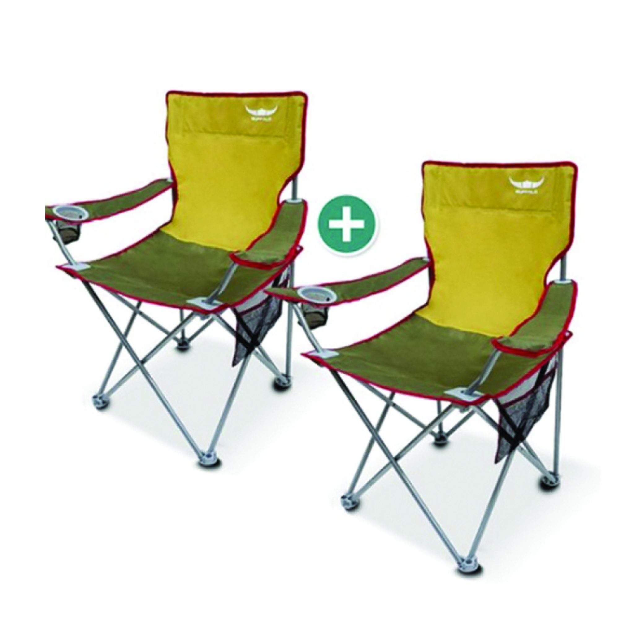 BUFFALO Heavy Duty Folding Camping Chairs, Lawn Chair (2P) Fishing