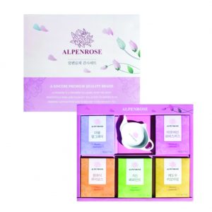 ALPENROSE Korea Traditional Heritage Herb Tea Set 5 Kind (Double Earl Gray,Hibiscous,Camomile,Rooibos, Peppermint) & Teabag Holder