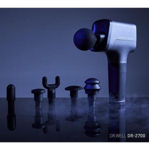 Dr.Well Uptension Flex Handheld Percussion Massage Gun 100 ~ 240V – Deep Tissue Massager Drill Massasing for Sore Muscle and Stiffness – Quiet, 4 Level Speed High-Intensity Vibration – Quick Rechargeable Device