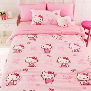 PARTY CRAFTZ Hello Kitty Child Size Ponzi Comforter with Pillow Cover Cotton Wadding Bedding Cover TV Animation Cartoon Character Padding For Kids Korea