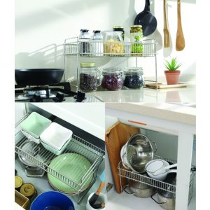 TULGIGS Multipurpose shelf Clean Edge Stainless Dish Rack Kitchen Countertop Organizer Storage Shelves, Raised Cabinet Shelf Racks – for Food, Dishes, Plates, Dishes, Bowls, Mugs, Glasses 16.5″ x 8″ x 8.8″
