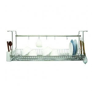 TULGIGS Stainless 1 Tier Attachable Dish Rack Wire Shelf Liner Dish Holer Mount Dish Drying Shelf Kitchen Organizer Kitchen Cabinets with Rolling Attachment Type(800mm (31.5″))