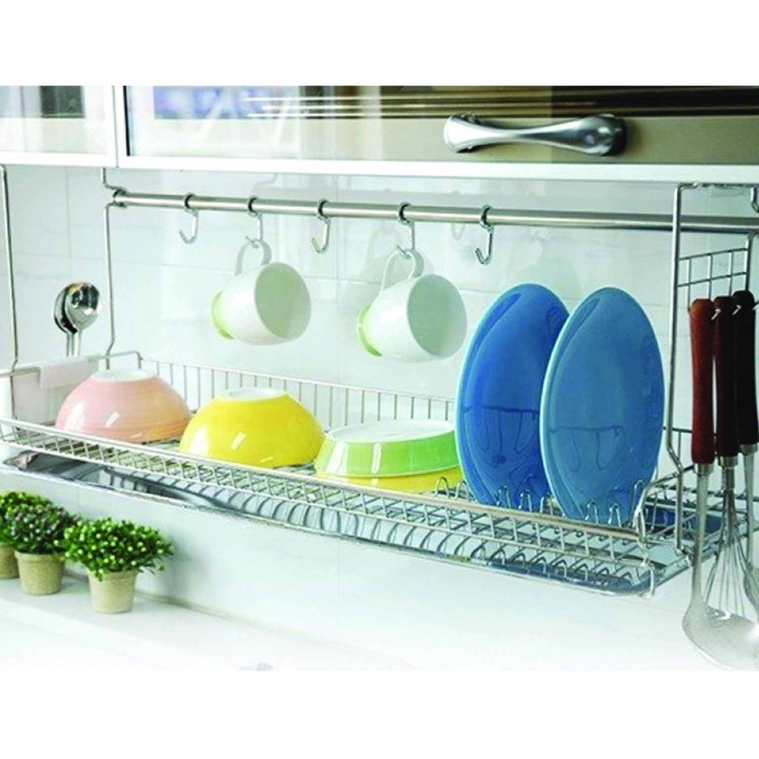 TULGIGS Stainless 1 Tier Attachable Dish Rack Wire Shelf Liner Dish ...