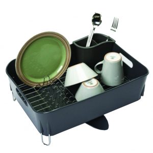 TULGIGS 1Tier Dish Rack Kitchen Utensil Sinkware,Dish Drying Shelf Kitchen Organizer with water Outlet Mini Tableware Drying Table (17.7″(W) x 12.6″(D) x 6.8″(H))