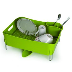 TULGIGS 1Tier Dish Rack Kitchen Utensil Sinkware,Dish Drying Shelf Kitchen Organizer with water Outlet Mini Tableware Drying Table (17.7″(W) x 12.6″(D) x 6.8″(H))