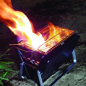 TULGIGS 007 Suitcase Type Folding Mini BBQ Grill Barbecue Grill Portable Barbecue Stove Food Charcoal Stove with Non-Stick Baking Tray Wood Burning Stove Camping Cooking