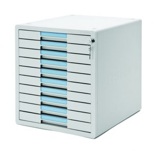 SYSMAX-MAX SYSTME2 1210k Vertical file Cabinet 10 Drawer Index Key Lock Function Flat Drawer Light Gray Color