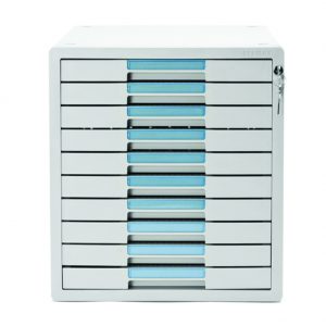 SYSMAX-MAX SYSTME2 1210k Vertical file Cabinet 10 Drawer Index Key Lock Function Flat Drawer Light Gray Color