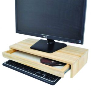 TULGIGS Storable Cedar Wood Monitor Stand, No Assembly Required Exquisite Monitor Stand with Drawer, Ergonomic Height Cedar Wood Monitor Stand, for Computer Monitor Riser