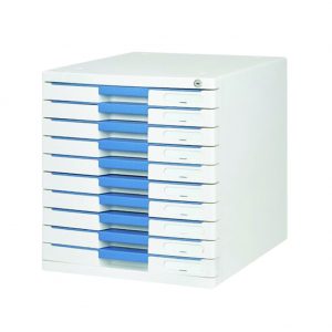 SYSMAX Vertical file Cabinet 10 DRAWER Index Key Lock Function flat drawer light