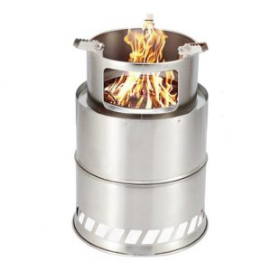 TULGIGS Smokeless Large 7.9 Inch Stainless Steel Outdoor Firepit Wood Stove for Prefab Camping Double Combustion Brazier Sensitive One Person Romantic Brazier For Personal Backpacking