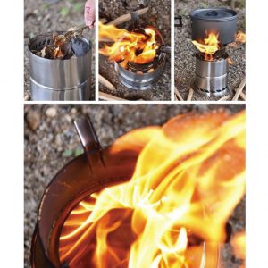 TULGIGS Smokeless Large 7.9 Inch Stainless Steel Outdoor Firepit Wood Stove for Prefab Camping Double Combustion Brazier Sensitive One Person Romantic Brazier For Personal Backpacking
