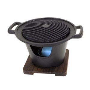 Nomade Japan Style Personal Grill Brazier Set for Roasting,Aluminum Circular Shape Mini Hibachi for Charcoal Meat Roasting Cooking Set
