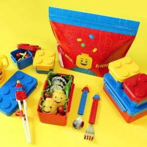 Stackable Lunch Box Bento Box Container Salad Box Oxford Block Brick Design +Chopsticks Trainer,Spoon,Fork Set+ 3pcs of Ice Box Zipper Bag for Oxford Lunch Box