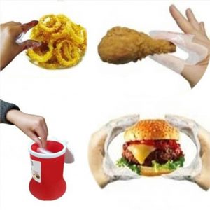 200 Pcs of 3-Finger Sanitary Vinyl Plastic Gloves Disposable – Food Prep Gloves Disposable Gloves Transparent for Takingking Greasy Food such as Hamberger, Chicken, Pizza, Snack,Doughnut, Finger Gloves Food Service, Home and Restaurant, One Size Fits Most