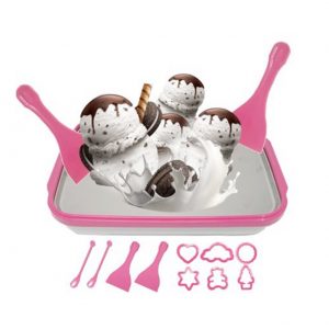 Ice Cream Maker Ice Pan with Iron Plate Square Type,Ice Cream Time Pan Desserts Frozen Yogurt Sorbet Family Fun