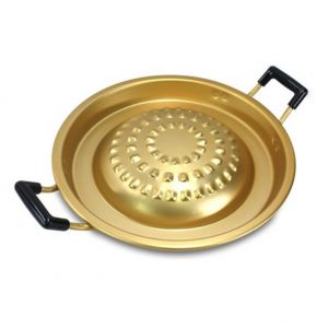 Nickel Silver,Korea Style Yangeun Bulgogi Pan with Handle 11.8″,Mukata Style BBQ Hot Pot ,Barbequed Beef Bulpan Bulgogi Plate Grilling Pan For Camping,Home,Restaurant,양은불고기판