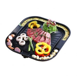 TULGIGS Korean Samgyeopsal Suare BBQ Grill Pan, Indoor & Outdoor Nonstick Aluminum Die Casting Barbeque 11.8 x 12.9 Inch Made in Korea