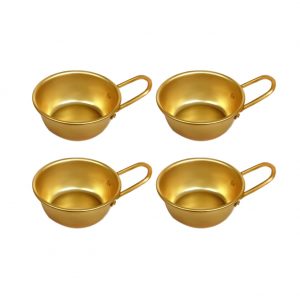 TULGIGS 4 pcs of Single-handed Nickel Silver Makgeolli Bowl, Korea Raw Rice Wine Glass Dongdongju Cup Made in Korea