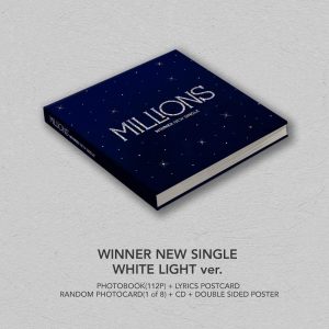 YG Winner – Millions [White Light ver.] CD+Photobook+Lyrics Postcard+Photocard+Double-Side Poster+Extra Photocards Set