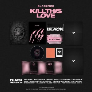 YG Blackpink – [Kill This Love – Black Ver.] (2ND Mini Album) CD + Photobook + Photo zine + Lyrics + Postcard+Polaroid Photocard +Sticker Set + Folded Poster (Double Side photocard & Key Ring)