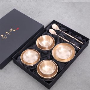 Goldenbell Brass Dinnerware Set 13 Piece Korea Dinnerware Set Ansung Yugi for 2 People
