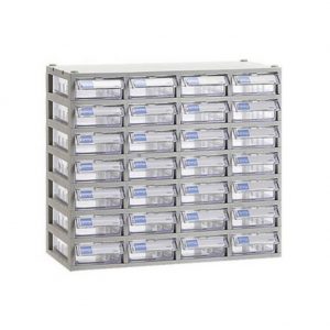 Multi Use Tool Organizer Box Parts Case Home Office School Document Stationary Organizer Half Transparnet Vertical File Cabinet 32 Drawer (4 horizontal and 8 vertical) Index Function 340mm(W) X 166mm(D) X 345mm(H)