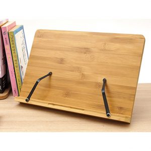 TULGIGS Angle Adjust Bamboo Book Stand Reading Rest Bookrest Cookbook Holder for Textbook Music Score Desk Laptop