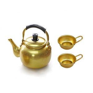 TULGIGS Nickel Silver Makgeolli Kettle 1L + 2 pcs of Single-handed Makgeolli Bowl, Korea Raw Rice Wine Glass Dongdongju Cup Made in Korea
