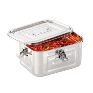 TULGIGS Stainless Steel Rectangular Kimchi Food Storage Container,Leakproof Airtight Storage Containers Saver (3L / 101oz / 9.45″)