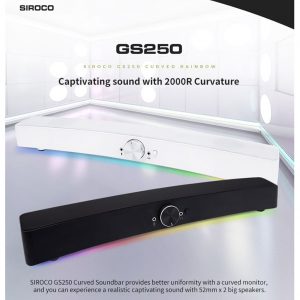 [HANSUNG] SIROCO GS250 Rainbow Curved Gaming Sound Bar White