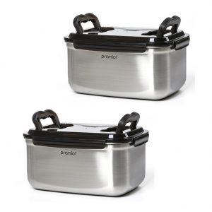 Kitchen Art Premio1 Stainless Steel Sealed Storage Container Set 3.6L x 2 pieces for Storing Kimchi through Side Dish Vegetable