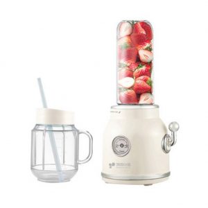 Kitchen Flower Rectangular Type Retro Mini Blender Tritan BPA BPA Free Jar Smoothie Ice Crush Blender 600mL Capacity KM-112 Ivory Color 220v