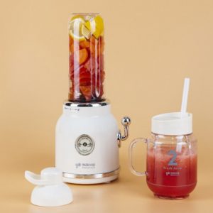 Kitchen Flower Rectangular Type Retro Mini Blender Tritan BPA BPA Free Jar Smoothie Ice Crush Blender 600mL Capacity KM-112 Ivory Color 220v