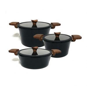 Kitchenart Ottimo Induction Ceramic Cookware Coating Both Hands Stock Pot Set 3 kinds( Stock Pot 7.87″(20cm),9.4″(24cm)), Stew Pot 9.4″(24cm)