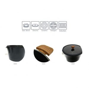 Kitchenart Ottimo Induction Ceramic Cookware Coating Both Hands Stock Pot Set 3 kinds( Stock Pot 7.87″(20cm),9.4″(24cm)), Stew Pot 9.4″(24cm)