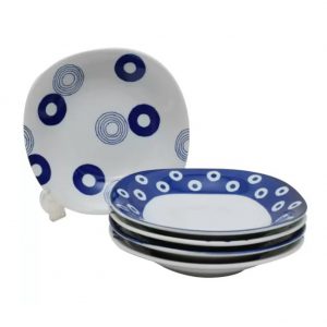SEOHAEDOGI Ceramic Pottery Indigo Blue Pasta Bowl Set 5P for Pasta, Salad, House Warming Gift