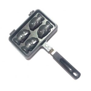Korea Traditional  Fish Shaped pancake Maker Frame with 4 Slot Walnut Waffle bung-eoppang Pan
